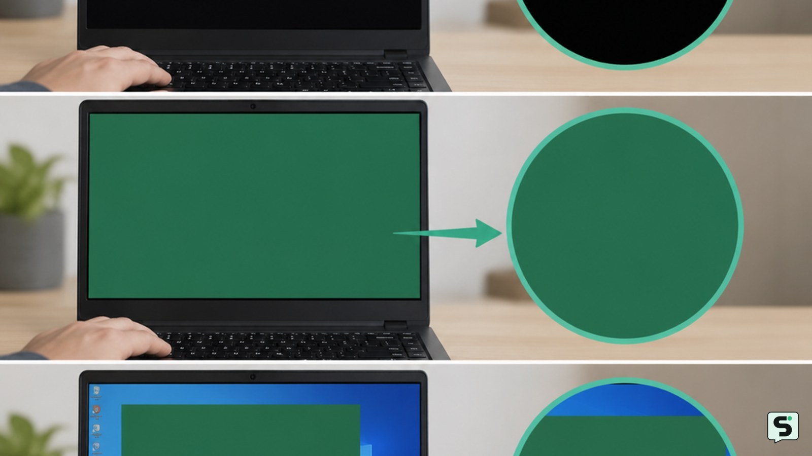 cómo arreglar la pantalla verde de la computadora portátil: Comprueba cuándo aparece el color verde