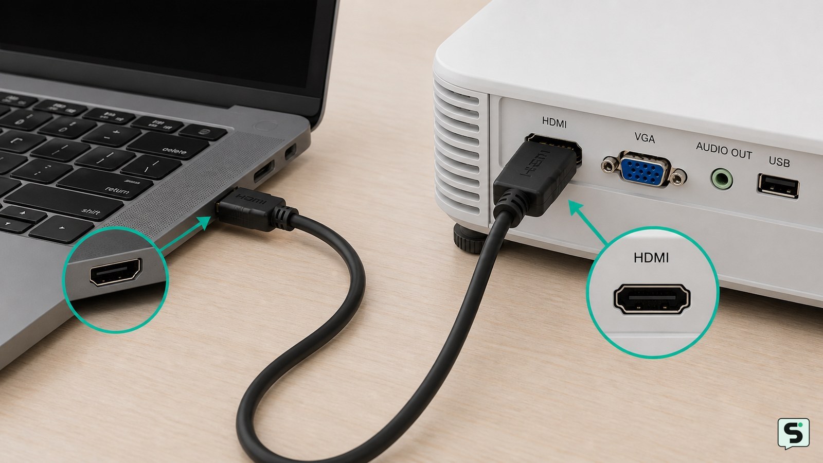 Cómo conectar el proyector a la computadora portátil