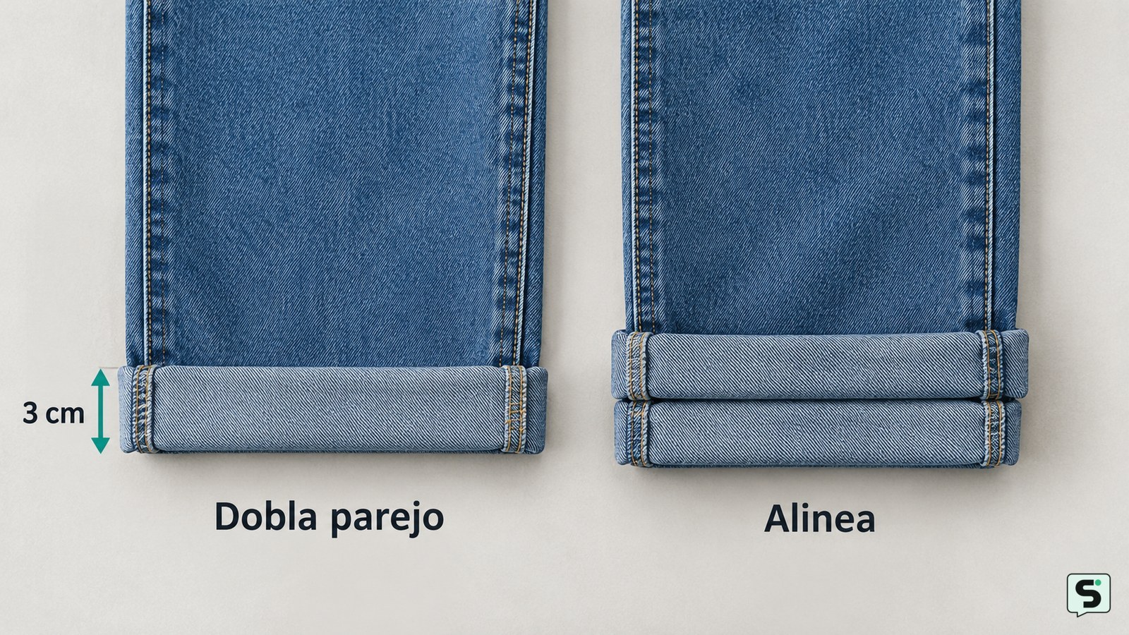 Cómo doblar jeans a mano: bajo limpio y parejo