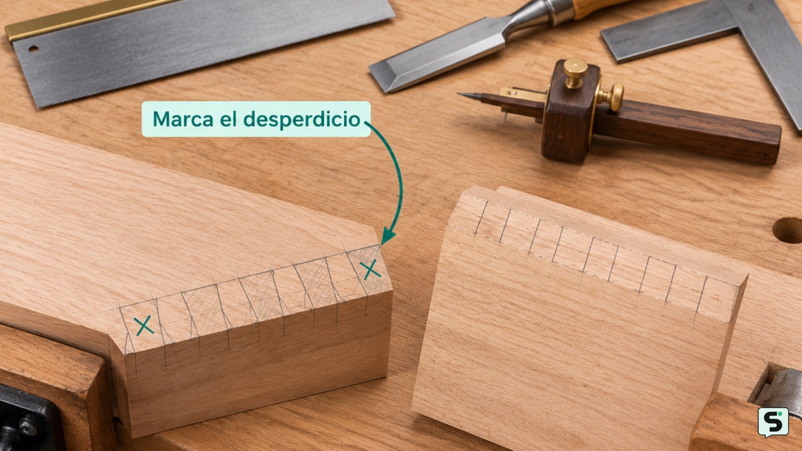 Unión en cola de milano: cómo cortar a mano